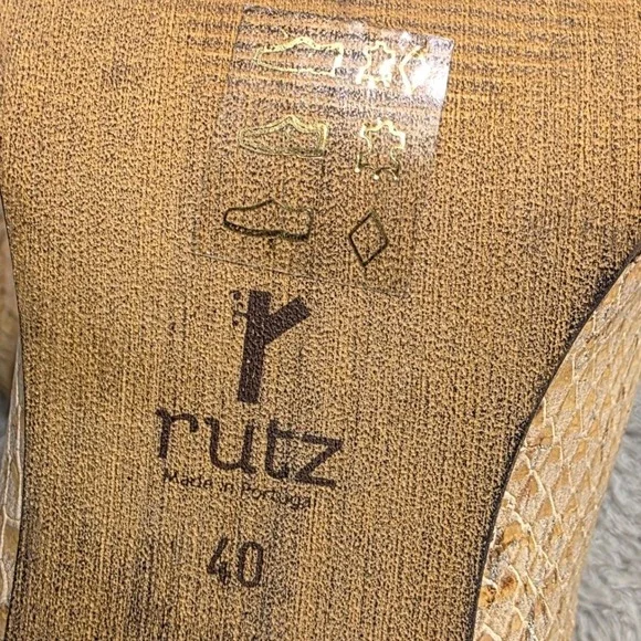 Rutz Walk in Cork Ankle Boots Tan Snakeskin Embossed Chelsea Womens 40 Excellent - Picture 8 of 8